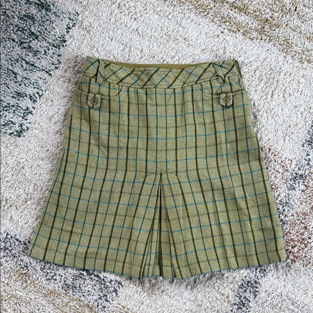LOFT Green Plaid A-Line Skirt – Size 6